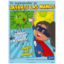 NMC PST Handwashing Is Your Superpower Poster, Girl, Spanish, 18" x 12"