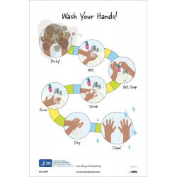 NMC PST166PP Handwashing Guidance Poster, 18" x 12", Paper, 5/Pk