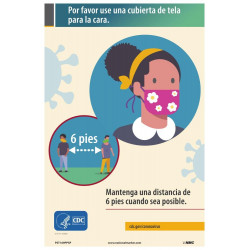 NMC PST169PPSP Please Wear A Cloth Face Covering Poster, Spanish, 18" x 12", Paper, 5/Pk