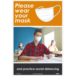 NMC PST173PP Please Wear Your Mask Poster, Students, 18" x 12", Paper, 5/Pk