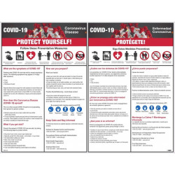 NMC PST174 Covid-19 Protect Yourself Poster, 18" x 24", English/Spanish, Polytag