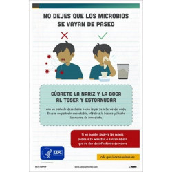 NMC PST175PPSP Don't Let Your Germs Go For A Ride Poster, Spanish, 18" x 12", Paper, 5/Pk