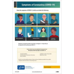 NMC PST176PP Symptoms Of Coronavirus (Covid-19) Poster, 18" x 12", Paper, 5/Pk