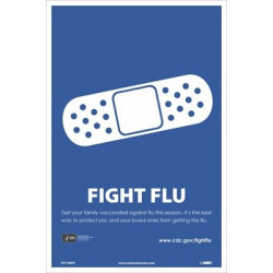 NMC PST180PP Fight Flu, Get Vaccinated Poster, 18" x 12", Paper, 5/Pk