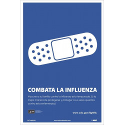 NMC PST180PPSP Fight Flu, Get Vaccinated Poster, Spanish, 18" x 12", Paper, 5/Pk