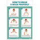 NMC PST183PP How To Wear A Mask Properly Poster, 18" x 12", Paper, 5/Pk