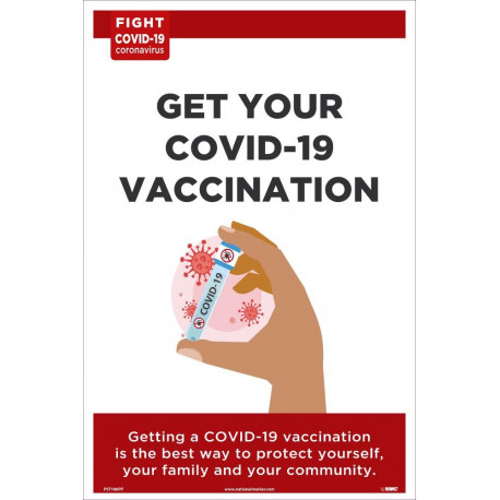 NMC PST186PP Get Your Covid-19 Vaccination Poster, 18" x 12", Paper, 5/Pk