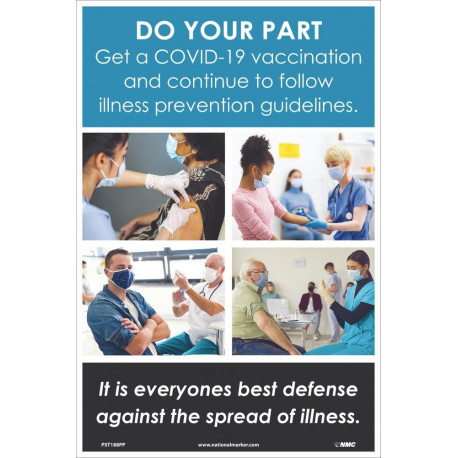 NMC PST188PP Do Your Part, Get A Covid-19 Vaccination Poster, 18" x 12", Paper, 5/Pk
