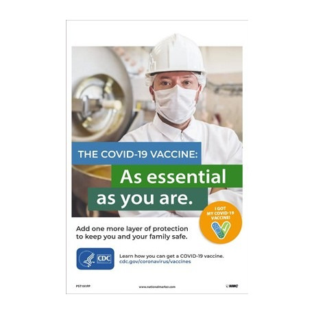 NMC PST191PP The Covid-19 Vaccine (Food Safety Worker) Poster, 18" x 12", Paper, 5/Pk