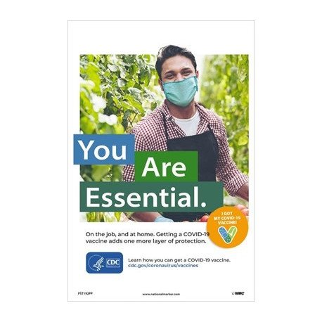 NMC PST192PP Covid-19 Vaccine Poster (Agricultural Worker) Poster, 18" x 12", Paper, 5/Pk