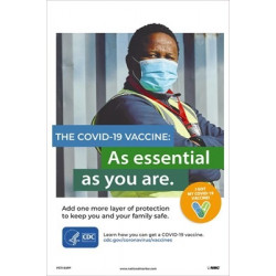 NMC PST193PP Covid-19 Vaccine (Safety Worker) Poster, 18" x 12", Paper, 5/Pk