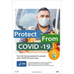 NMC PST194PP Protect From Covid-19 (Safety Worker) Poster, 18" x 12", Paper, 5/Pk