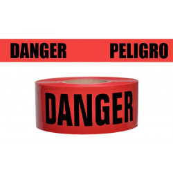 NMC PT16RT Danger Repulpable Barricade Tape, Red, 2" x 1620"