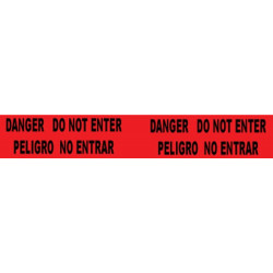 NMC PT22 Danger, Do Not Enter Barricade Tape, Bilingual, Black On Red 3" x 12000"