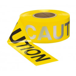 NMC PTDN1 Caution, Day/Night Barricade Tape, 3" x 12000", 3 Mil, Black/Silver Reflective Letters