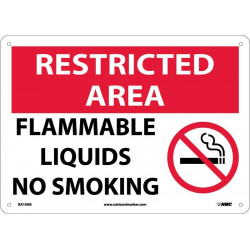 NMC RA10 Restricted Area, Flammable Liquids No Smoking Sign (Graphic), 10" x 14"