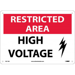NMC RA11 Restricted Area, High Voltage Sign (Graphic), 10" x 14"