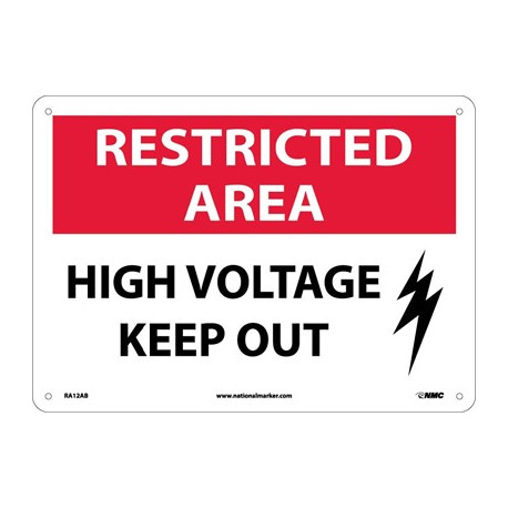 NMC RA12 Restricted Area, High Voltage Keep Out Sign (Graphic), 10" x 14"