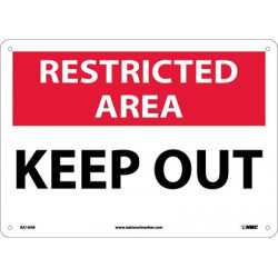 NMC RA14 Restricted Area, Keep Out Sign, 10" x 14"