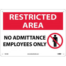 NMC RA16 Restricted Area, No Admittance Employees Only Sign (Graphic), 10" x 14"