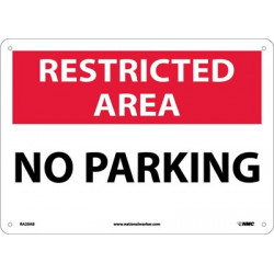 NMC RA20 Restricted Area, No Parking Sign, 10" x 14"