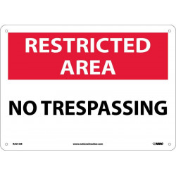 NMC RA21 Restricted Area, No Trespassing Sign, 10" x 14"