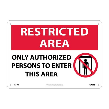 NMC RA24 Restricted Area, Only Authorized Persons Sign (Graphic), 10" x 14"