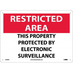 NMC RA28 Restricted Area, Electronic Surveillance Sign, 10" x 14"