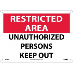 NMC RA29 Restricted Area, Unauthorized Persons Keep Out Sign, 10" x 14"