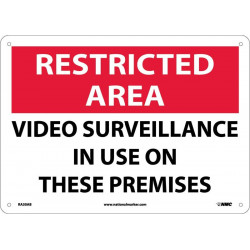 NMC RA30 Restricted Area, Video Surveillance In Use Sign, 10" x 14"