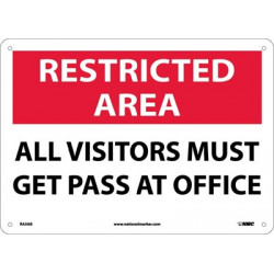 NMC RA3 Restricted Area, All Visitors Must Get Pass At Office, 10" x 14"