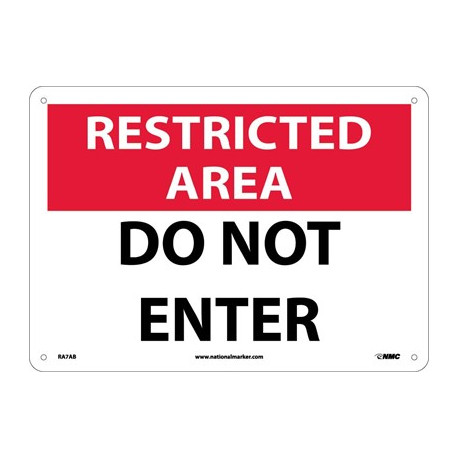 NMC RA7 Restricted Area, Do Not Enter Sign, 10" x 14"