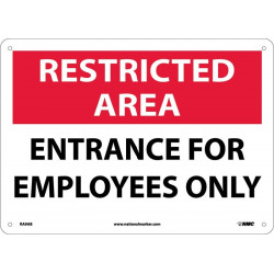NMC RA9 Restricted Area, Entrance For Employees Only Sign, 10" x 14"