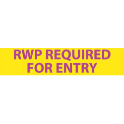 NMC RI29 Radiation Insert, RWP Required For Entry Sign, 1.75" x 8", Polycarbonate .020