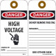 NMC RPT Danger, High Voltage Tag, 6" x 3", Unrippable Vinyl, 25/Pk