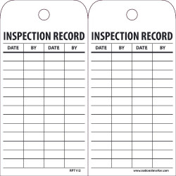 NMC RPT Inspection Record Tag, 6" x 3", Unrippable Vinyl, 25/Pk