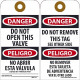 NMC RPT Danger, Do Not Open This Valve (Bilingual) Tag, 6" x 3", .015 Mil Unrippable Vinyl, 25/Pk