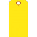 NMC RPT156G Blank Tag, Yellow, 6" x 3", .015 Mil Unrippable Vinyl, 25/Pk w/ Grommet