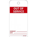 NMC RPT176ST Out Of Service Tag, 6" x 3", Synthetic Paper, w/ 1 Top Center Hole, Zip Ties Included, 25/Pk