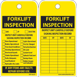 NMC RPT181ST Forklift Inspection Tag (Hole), 6" x 3", Synthetic Paper, 25/Pk