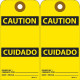 NMC RPT Caution, Bilingual Blank Tag, 6" x 3", Unrippable Vinyl w/1 Top Center Hole, Zip Ties Included, 25/Pk
