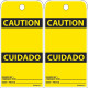 NMC RPT215ST Caution, Bilingual Blank Tag, 6" x 3", Synthetic Paper w/1 Top Center Hole, Zip Ties Included, 25/Pk