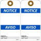NMC RPT Notice, Blank Tag Bilingual, 6" x 3", Unrippable Vinyl w/1 Top Center Hole, Zip Ties Included, 25/Pk