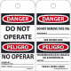 NMC RPT219ST Danger, Do Not Operate Bilingual Tag, 6" x 3", Synthetic Paper w/ 1 Top Center Hole, 25/Pk