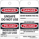 NMC RPT Danger, Unsafe Do Not Use Bilingual Tag, 6" x 3", Unrippable Vinyl w/ 1 Top Center Hole, Zip Ties Included, 25/Pk