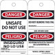 NMC RPT221ST Danger, Unsafe Do Not Use Bilingual Tag, 6" x 3", Synthetic Paper w/ 1 Top Center Hole, 25/Pk