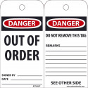 NMC RPT25BST100 Danger, Out Of Order Tag, 6" x 3", Tags On A Roll, Polytag, EZ Pull, 100/Box