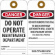 NMC RPT Danger, Do Not Operate Maintainance Tag, 6" x 3", Unrippable Vinyl w/ 1 Top Center Hole, Zip Ties Included, 25/Pk