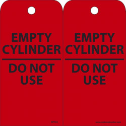 NMC RPT Empty Cylinder, Do Not Use Tag, 6" x 3", Unrippable Vinyl, 25/Pk