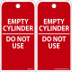 NMC RPT35ST Empty Cylinder, Do Not Use Tag, 6" x 3", Synthetic Paper w/ 1 Top Center Hole, Zip Ties Included, 25/Pk